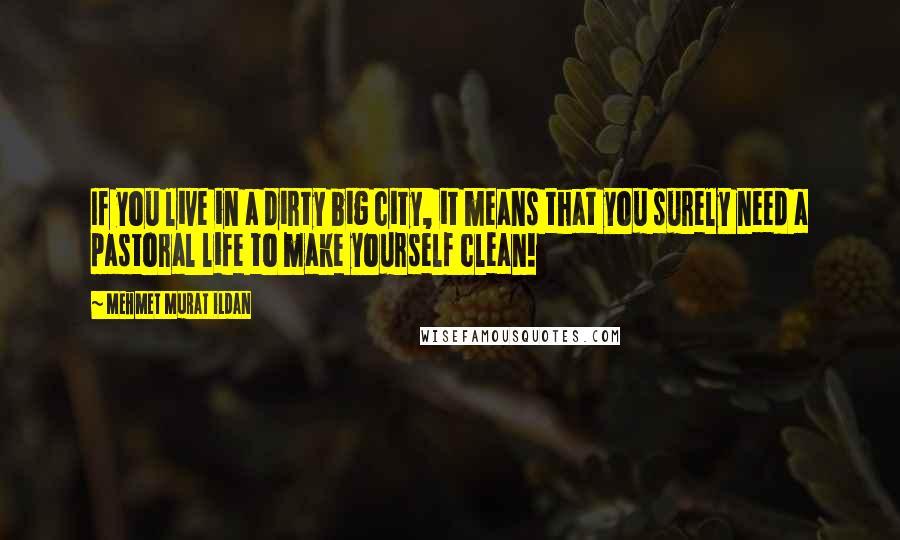 Mehmet Murat Ildan Quotes: If you live in a dirty big city, it means that you surely need a pastoral life to make yourself clean!