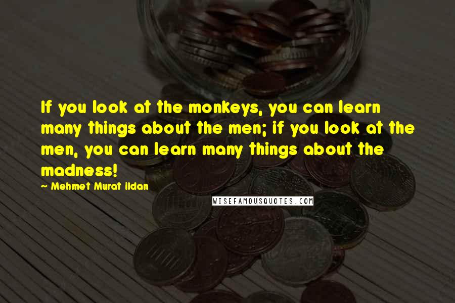 Mehmet Murat Ildan Quotes: If you look at the monkeys, you can learn many things about the men; if you look at the men, you can learn many things about the madness!