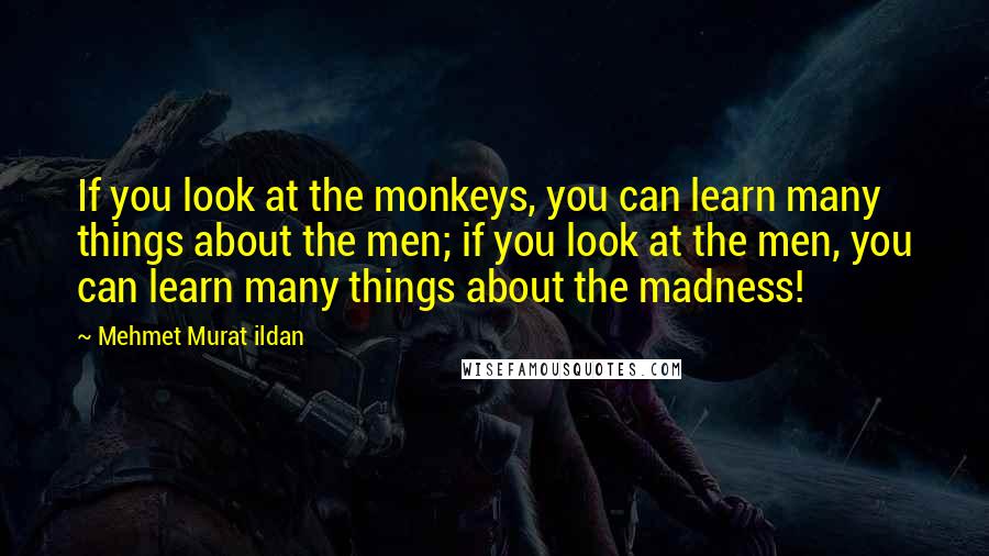 Mehmet Murat Ildan Quotes: If you look at the monkeys, you can learn many things about the men; if you look at the men, you can learn many things about the madness!