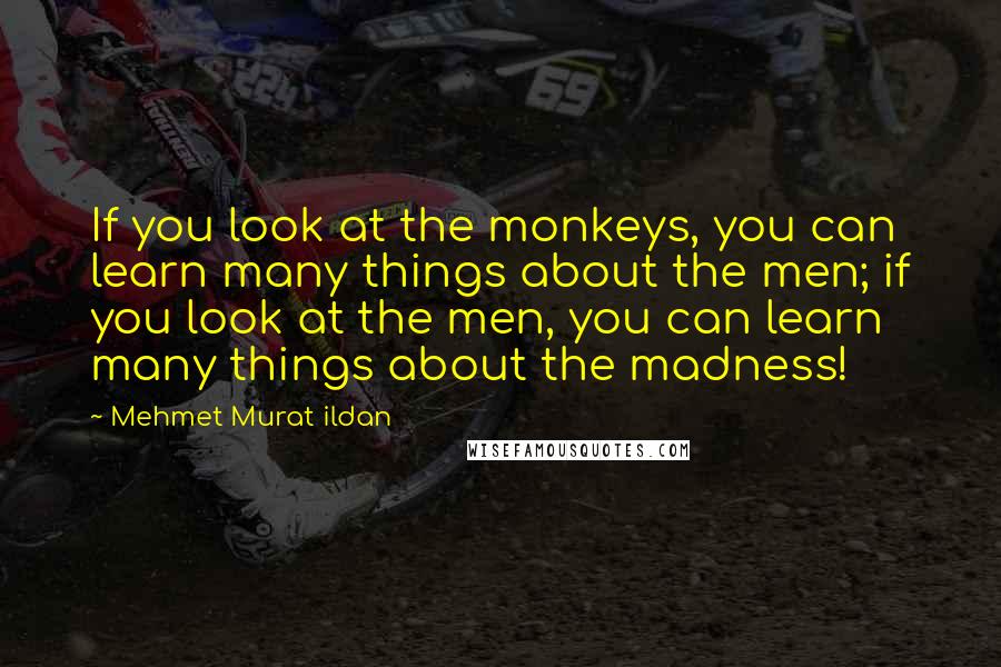 Mehmet Murat Ildan Quotes: If you look at the monkeys, you can learn many things about the men; if you look at the men, you can learn many things about the madness!