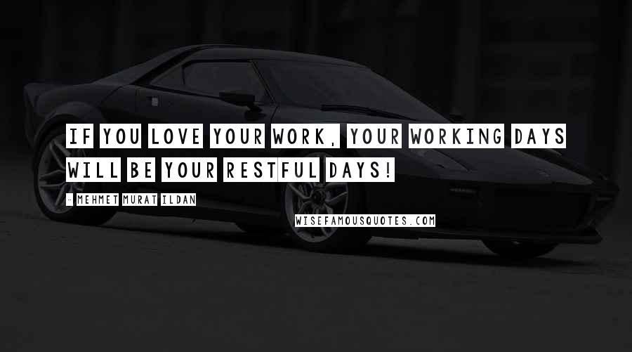 Mehmet Murat Ildan Quotes: If you love your work, your working days will be your restful days!