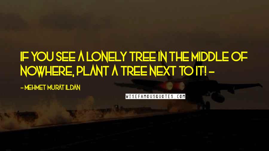Mehmet Murat Ildan Quotes: If you see a lonely tree in the middle of nowhere, plant a tree next to it! ~