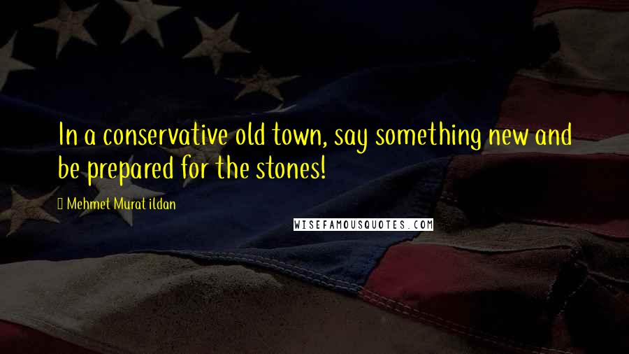 Mehmet Murat Ildan Quotes: In a conservative old town, say something new and be prepared for the stones!