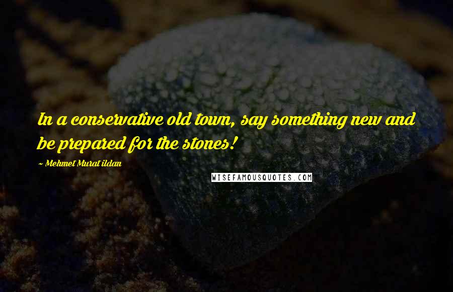 Mehmet Murat Ildan Quotes: In a conservative old town, say something new and be prepared for the stones!