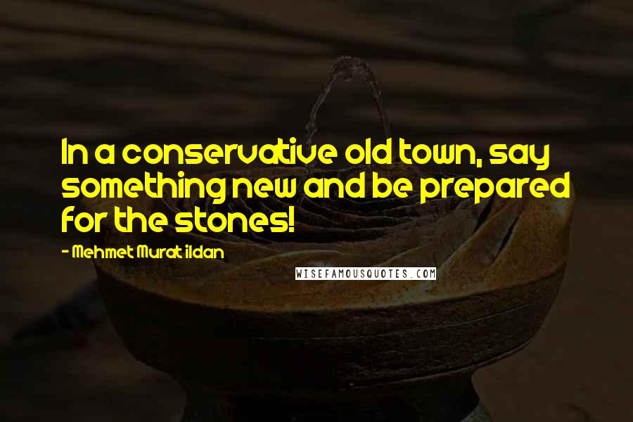 Mehmet Murat Ildan Quotes: In a conservative old town, say something new and be prepared for the stones!