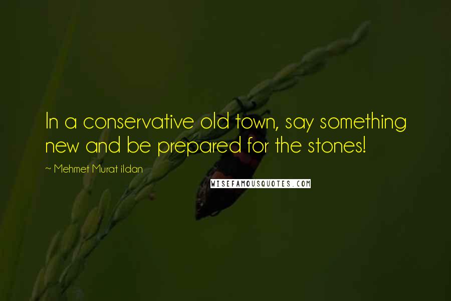 Mehmet Murat Ildan Quotes: In a conservative old town, say something new and be prepared for the stones!