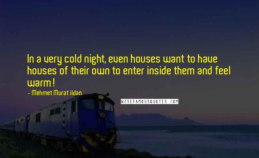 Mehmet Murat Ildan Quotes: In a very cold night, even houses want to have houses of their own to enter inside them and feel warm!