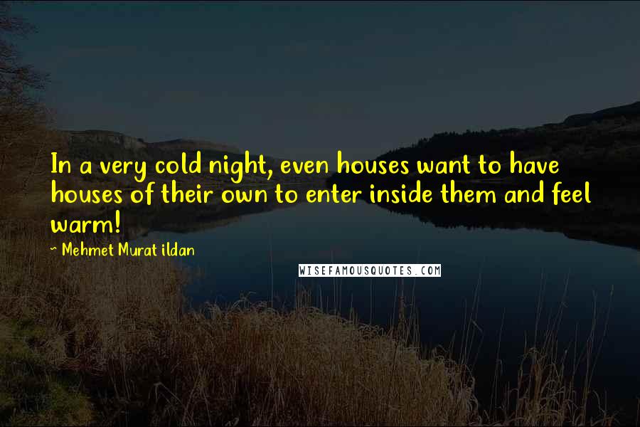 Mehmet Murat Ildan Quotes: In a very cold night, even houses want to have houses of their own to enter inside them and feel warm!