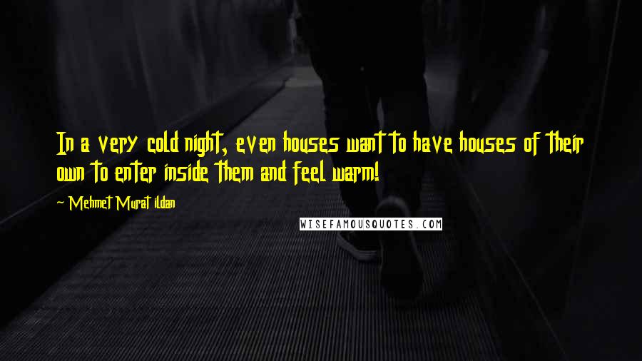 Mehmet Murat Ildan Quotes: In a very cold night, even houses want to have houses of their own to enter inside them and feel warm!