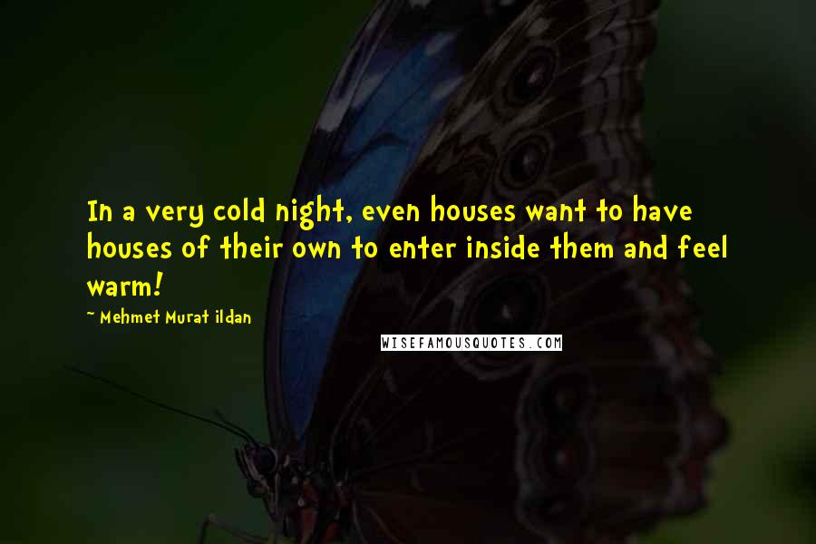 Mehmet Murat Ildan Quotes: In a very cold night, even houses want to have houses of their own to enter inside them and feel warm!