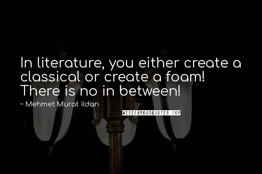 Mehmet Murat Ildan Quotes: In literature, you either create a classical or create a foam! There is no in between!