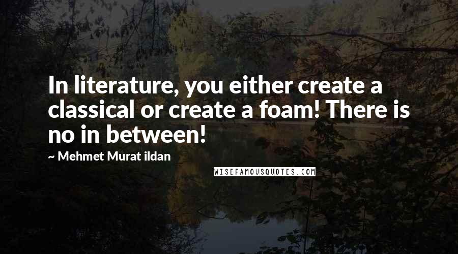 Mehmet Murat Ildan Quotes: In literature, you either create a classical or create a foam! There is no in between!