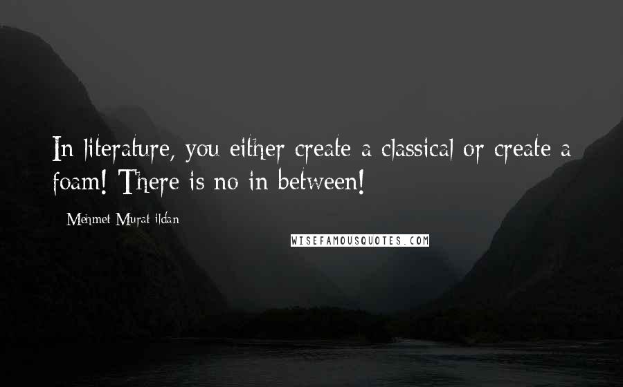 Mehmet Murat Ildan Quotes: In literature, you either create a classical or create a foam! There is no in between!