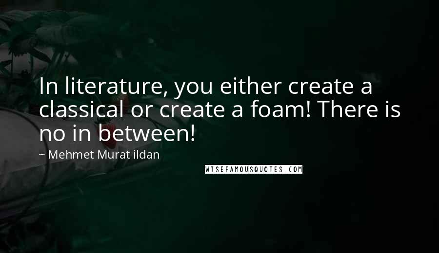 Mehmet Murat Ildan Quotes: In literature, you either create a classical or create a foam! There is no in between!