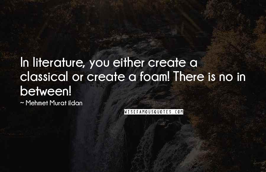 Mehmet Murat Ildan Quotes: In literature, you either create a classical or create a foam! There is no in between!