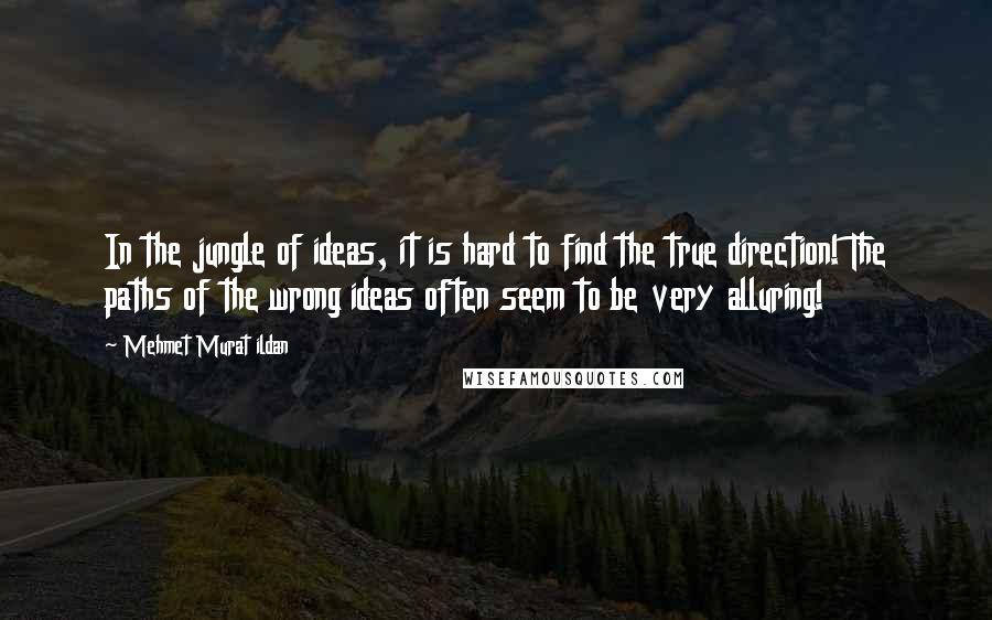 Mehmet Murat Ildan Quotes: In the jungle of ideas, it is hard to find the true direction! The paths of the wrong ideas often seem to be very alluring!