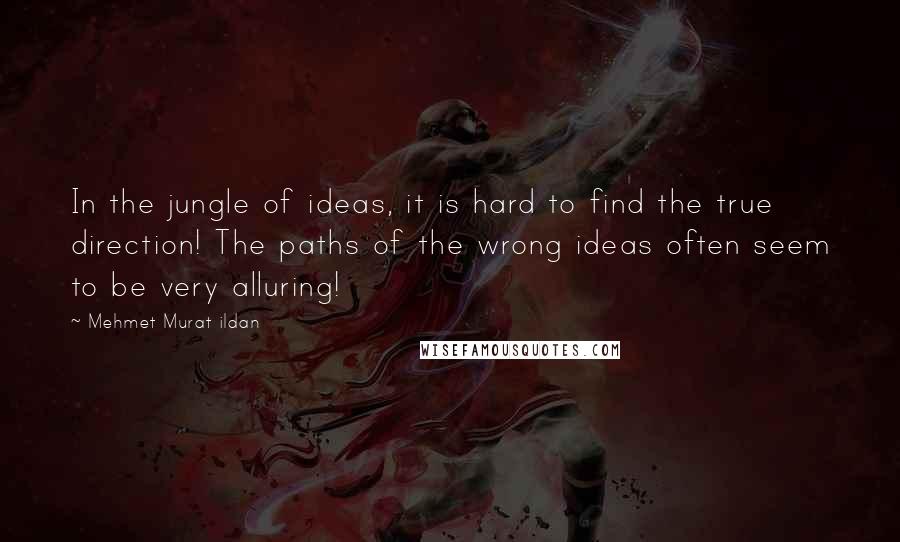 Mehmet Murat Ildan Quotes: In the jungle of ideas, it is hard to find the true direction! The paths of the wrong ideas often seem to be very alluring!