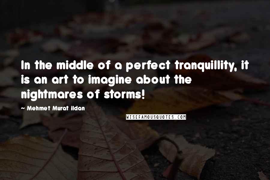 Mehmet Murat Ildan Quotes: In the middle of a perfect tranquillity, it is an art to imagine about the nightmares of storms!