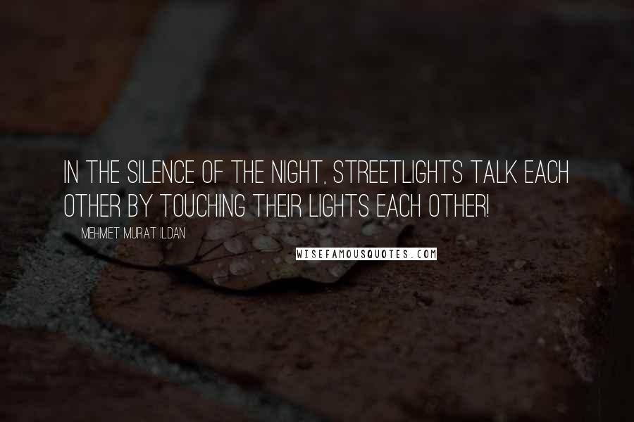 Mehmet Murat Ildan Quotes: In the silence of the night, streetlights talk each other by touching their lights each other!