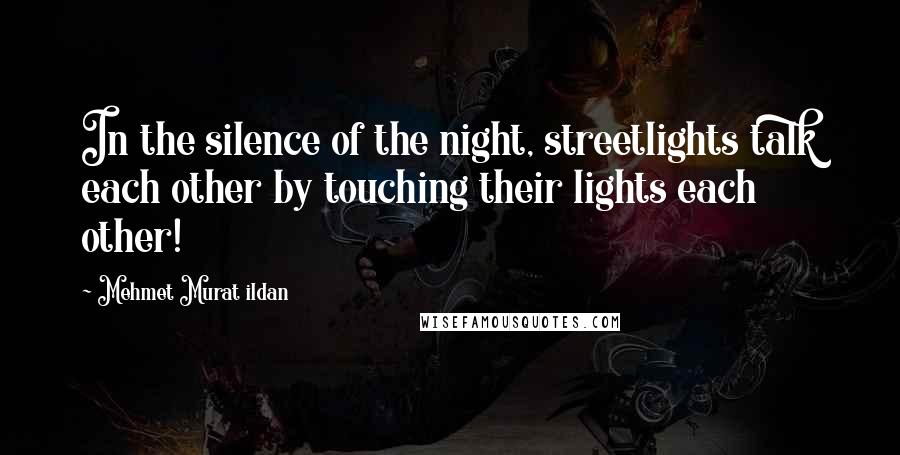 Mehmet Murat Ildan Quotes: In the silence of the night, streetlights talk each other by touching their lights each other!