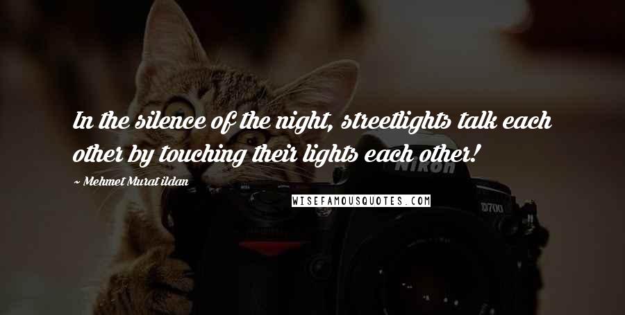 Mehmet Murat Ildan Quotes: In the silence of the night, streetlights talk each other by touching their lights each other!