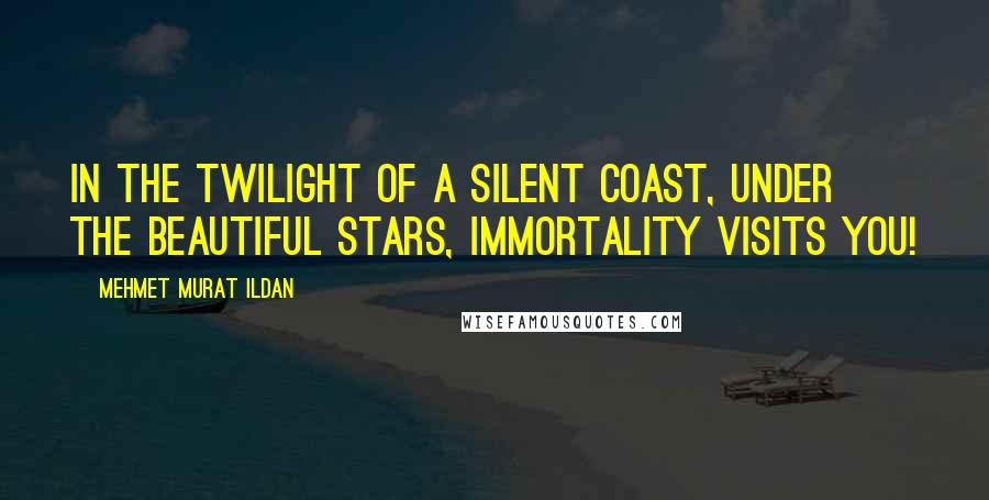 Mehmet Murat Ildan Quotes: In the twilight of a silent coast, under the beautiful stars, immortality visits you!