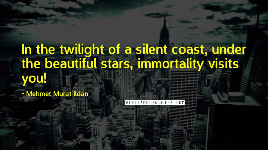 Mehmet Murat Ildan Quotes: In the twilight of a silent coast, under the beautiful stars, immortality visits you!