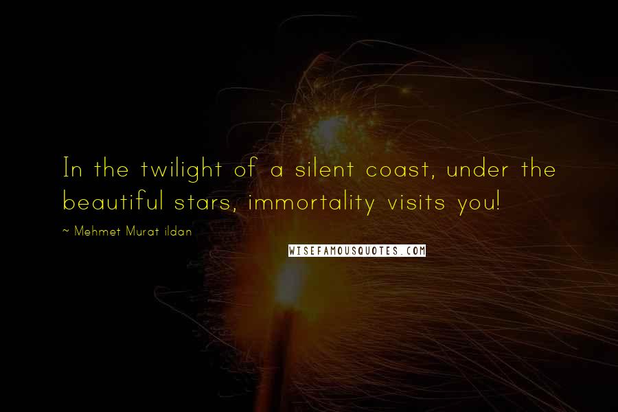 Mehmet Murat Ildan Quotes: In the twilight of a silent coast, under the beautiful stars, immortality visits you!