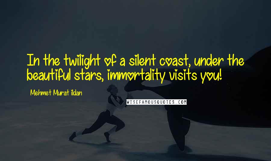 Mehmet Murat Ildan Quotes: In the twilight of a silent coast, under the beautiful stars, immortality visits you!
