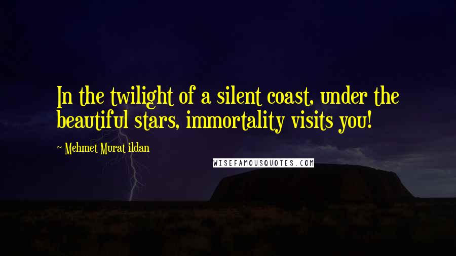 Mehmet Murat Ildan Quotes: In the twilight of a silent coast, under the beautiful stars, immortality visits you!