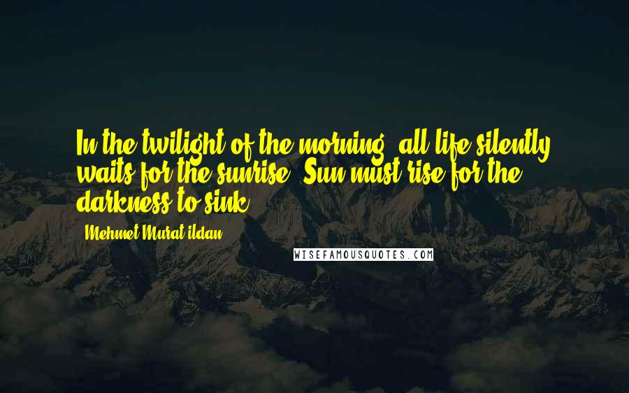 Mehmet Murat Ildan Quotes: In the twilight of the morning, all life silently waits for the sunrise. Sun must rise for the darkness to sink!