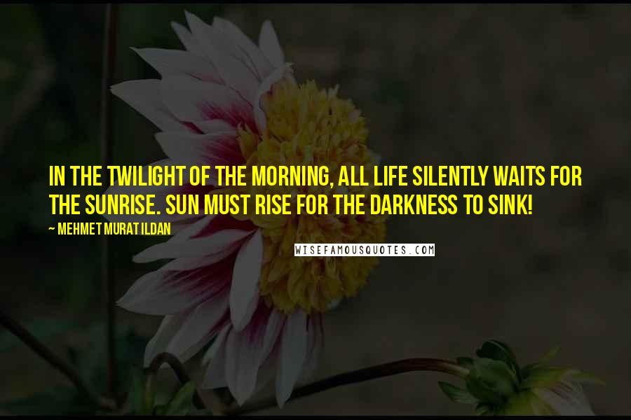 Mehmet Murat Ildan Quotes: In the twilight of the morning, all life silently waits for the sunrise. Sun must rise for the darkness to sink!