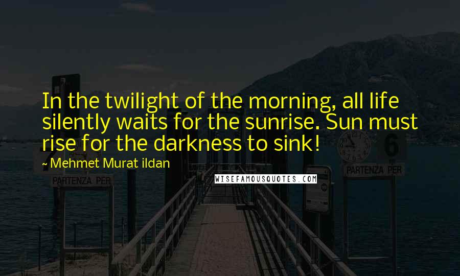 Mehmet Murat Ildan Quotes: In the twilight of the morning, all life silently waits for the sunrise. Sun must rise for the darkness to sink!