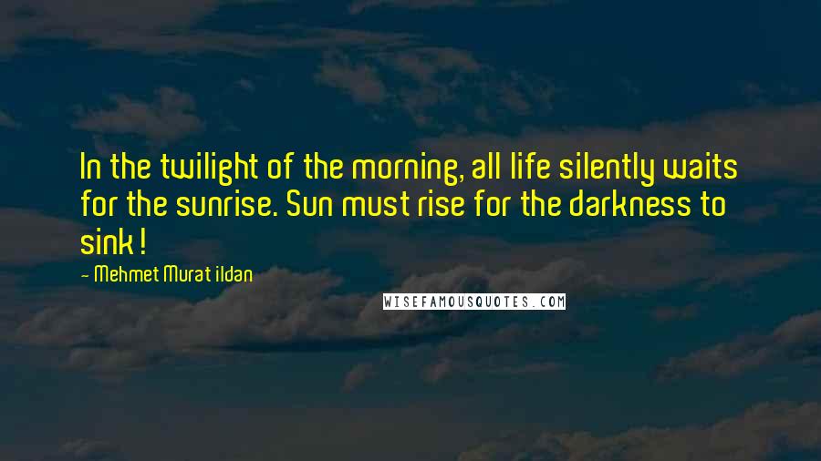 Mehmet Murat Ildan Quotes: In the twilight of the morning, all life silently waits for the sunrise. Sun must rise for the darkness to sink!