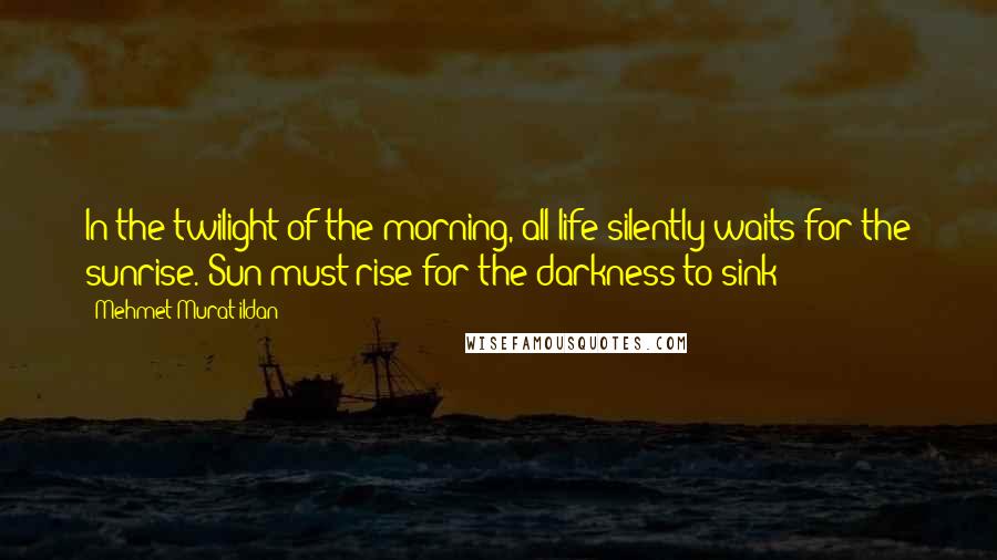 Mehmet Murat Ildan Quotes: In the twilight of the morning, all life silently waits for the sunrise. Sun must rise for the darkness to sink!