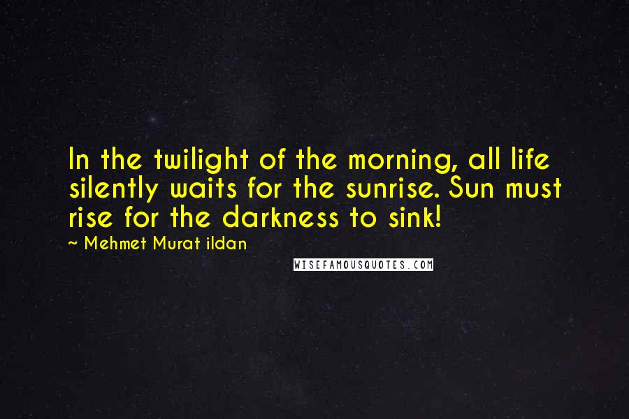 Mehmet Murat Ildan Quotes: In the twilight of the morning, all life silently waits for the sunrise. Sun must rise for the darkness to sink!