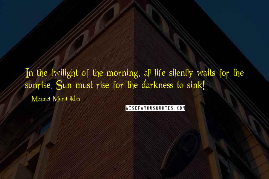 Mehmet Murat Ildan Quotes: In the twilight of the morning, all life silently waits for the sunrise. Sun must rise for the darkness to sink!