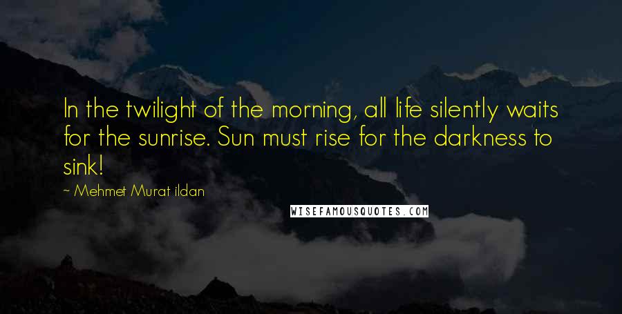 Mehmet Murat Ildan Quotes: In the twilight of the morning, all life silently waits for the sunrise. Sun must rise for the darkness to sink!