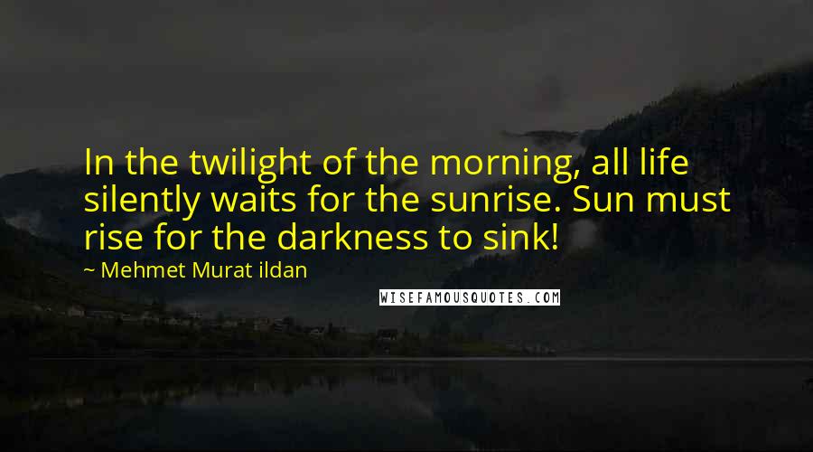 Mehmet Murat Ildan Quotes: In the twilight of the morning, all life silently waits for the sunrise. Sun must rise for the darkness to sink!