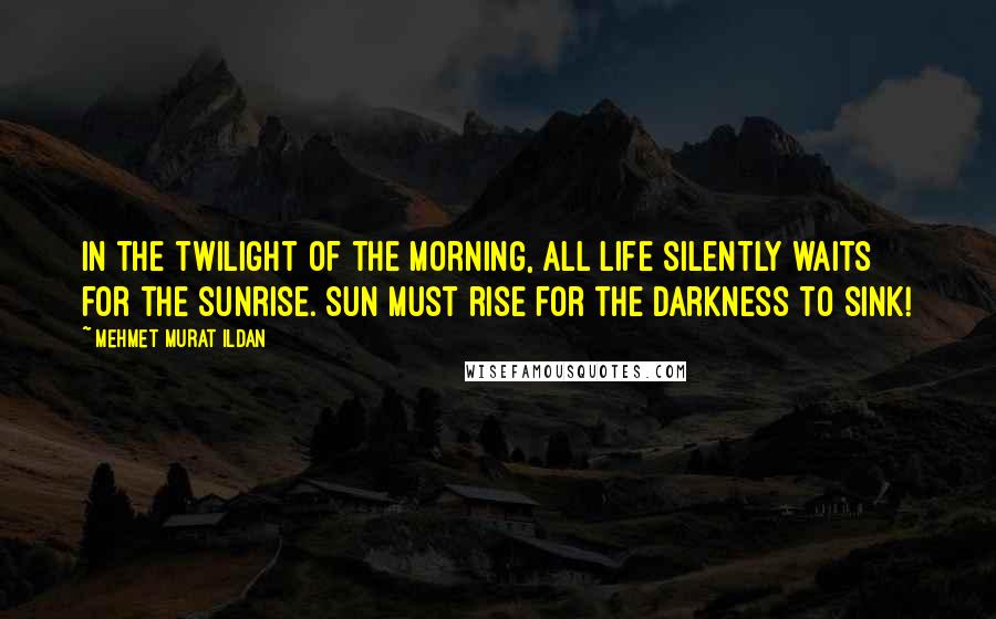 Mehmet Murat Ildan Quotes: In the twilight of the morning, all life silently waits for the sunrise. Sun must rise for the darkness to sink!