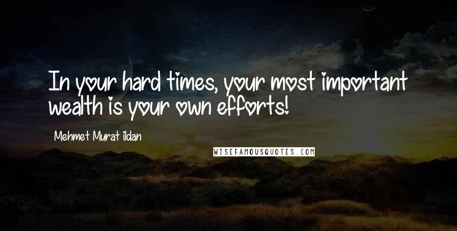 Mehmet Murat Ildan Quotes: In your hard times, your most important wealth is your own efforts!