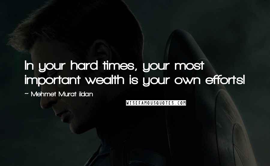 Mehmet Murat Ildan Quotes: In your hard times, your most important wealth is your own efforts!