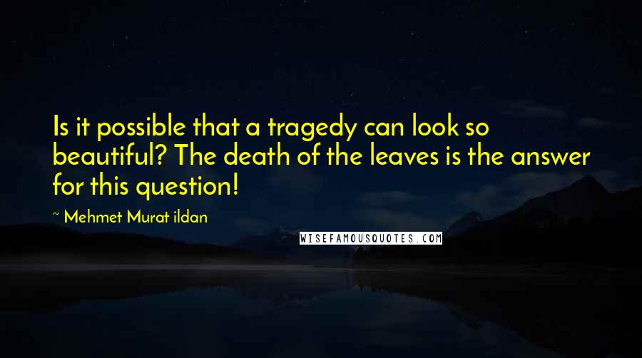 Mehmet Murat Ildan Quotes: Is it possible that a tragedy can look so beautiful? The death of the leaves is the answer for this question!