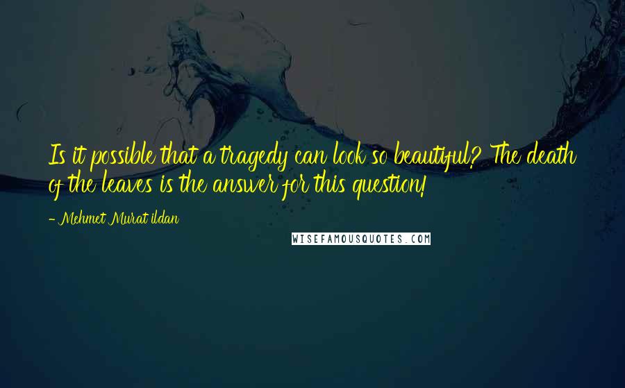 Mehmet Murat Ildan Quotes: Is it possible that a tragedy can look so beautiful? The death of the leaves is the answer for this question!