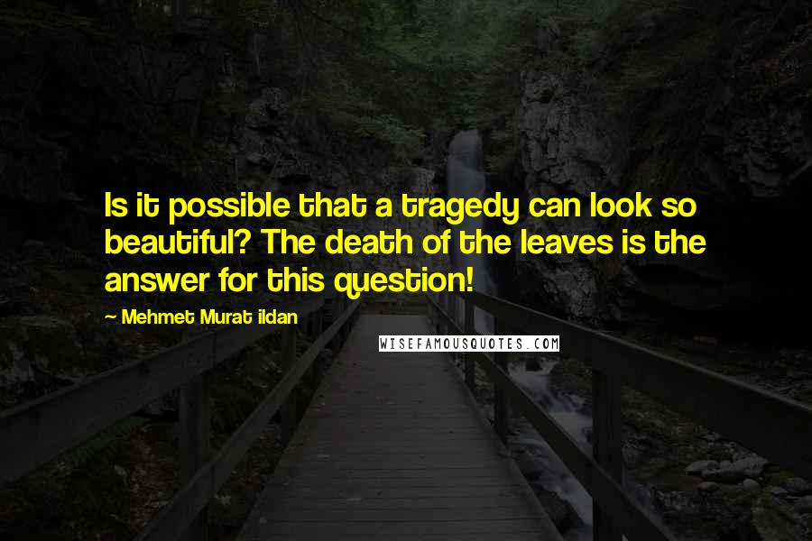 Mehmet Murat Ildan Quotes: Is it possible that a tragedy can look so beautiful? The death of the leaves is the answer for this question!