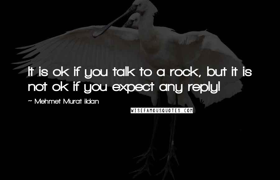 Mehmet Murat Ildan Quotes: It is ok if you talk to a rock, but it is not ok if you expect any reply!