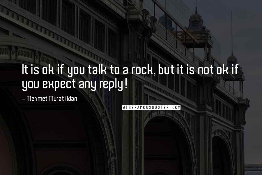 Mehmet Murat Ildan Quotes: It is ok if you talk to a rock, but it is not ok if you expect any reply!