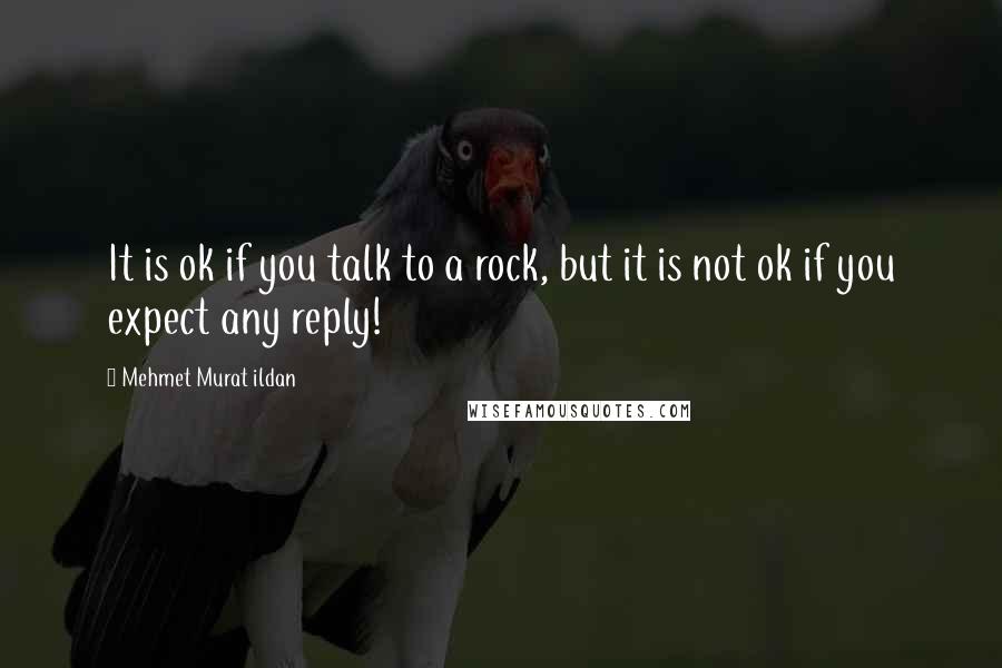 Mehmet Murat Ildan Quotes: It is ok if you talk to a rock, but it is not ok if you expect any reply!