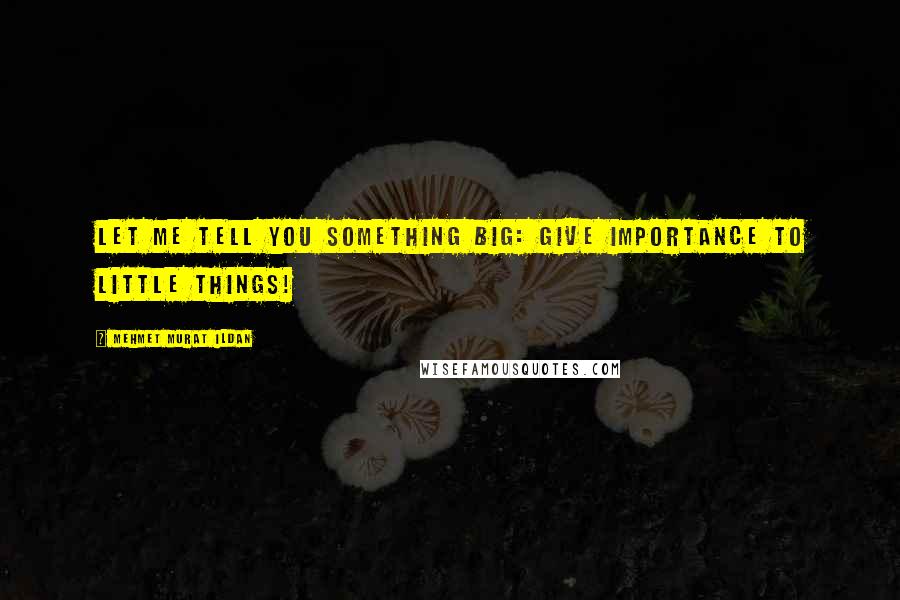 Mehmet Murat Ildan Quotes: Let me tell you something big: Give importance to little things!
