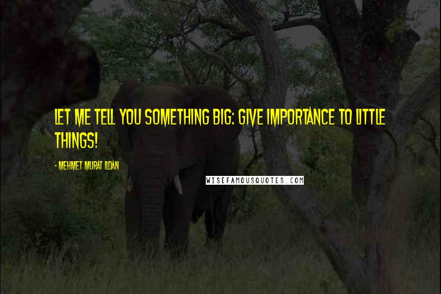Mehmet Murat Ildan Quotes: Let me tell you something big: Give importance to little things!